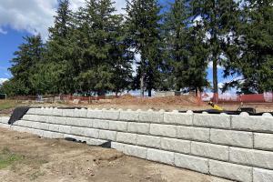 Retaining wall construction.